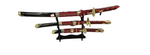 TRIPLE KATANA SWORD SET-RED